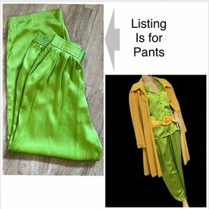 📺4 seasons pants-pure silk- comfy relaxed fluid style-spring green -vintage
